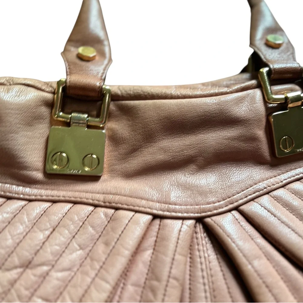 Treesje Women's Camel‎ Leather Satchel Handbag with Gold Hardware